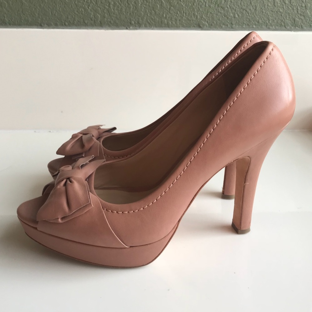 Talbot's Platform Peep Toe Learher Pumps Pink SZ 8
